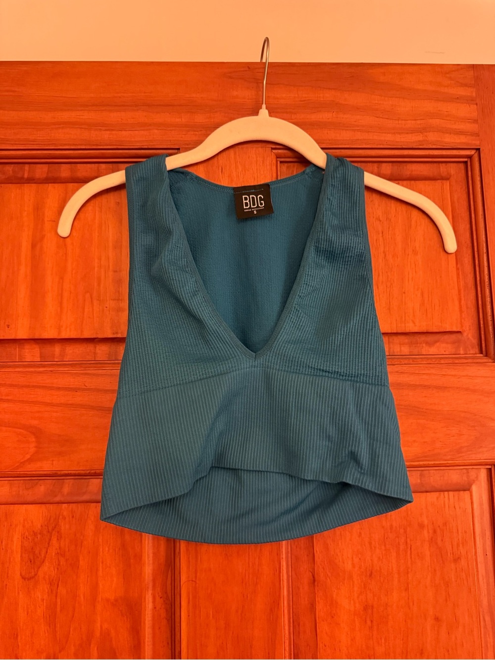 Urban outfitters BDG Teal Ribbed V-Neck Crop Tank